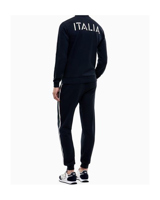 EA7 Blue Italian Spirit Cotton-Blend Tracksuit for men