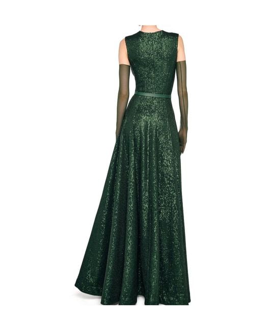 Norma Kamali Green Grace Sequined Maxi Dress