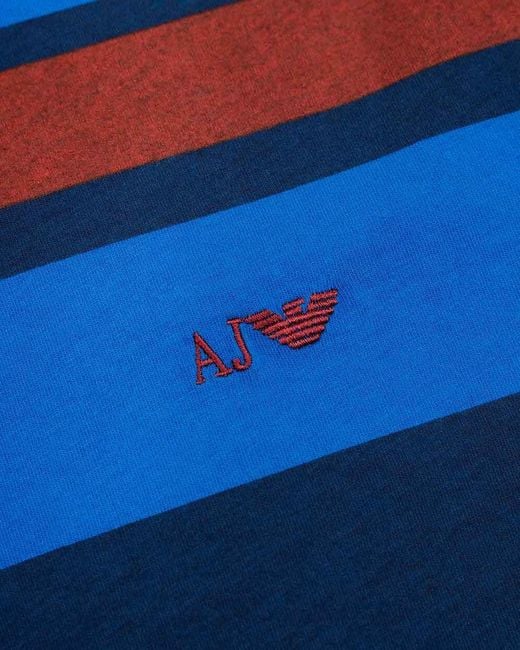 Armani Jeans Blue Round Collar Logo T-Shirt for men