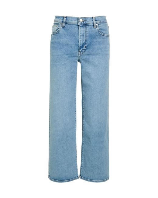 FRAME Blue The Mellow Wide-Leg Cropped Jeans