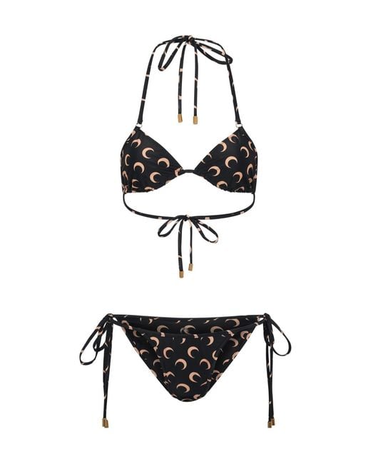 MARINE SERRE White Moon-Print Triangle Bikini