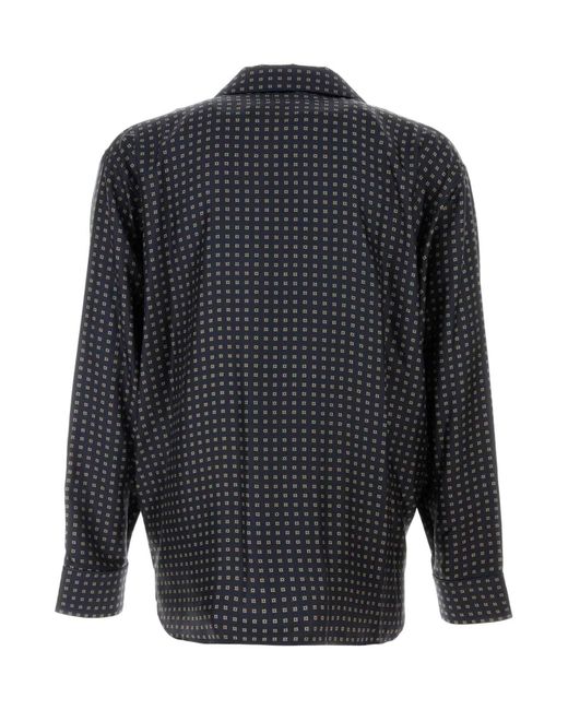 Saint Laurent Blue All-Over Patterned Button-Up Shirt for men