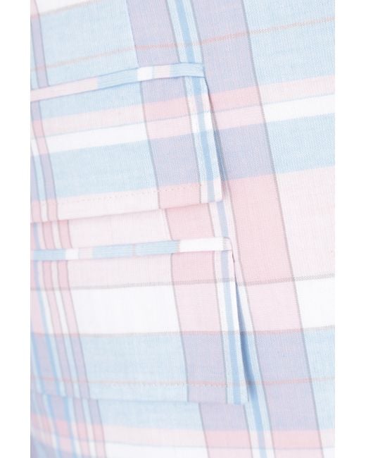 Thom Browne White Plaid-Checked Pattern Tailored Blazer for men