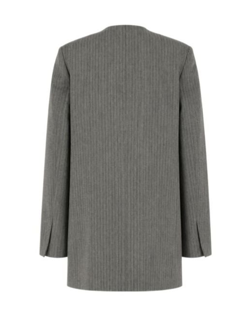 Alberta Ferretti Gray V-Neck Jacket