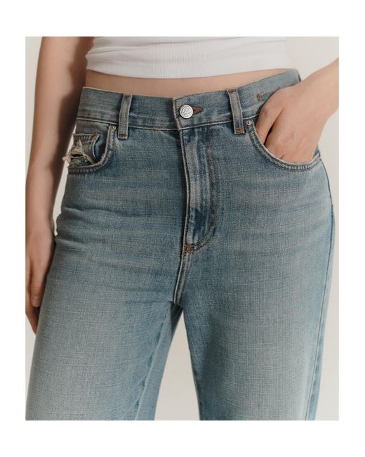 Marella Blue Wide-Leg Cross Denim Jeans
