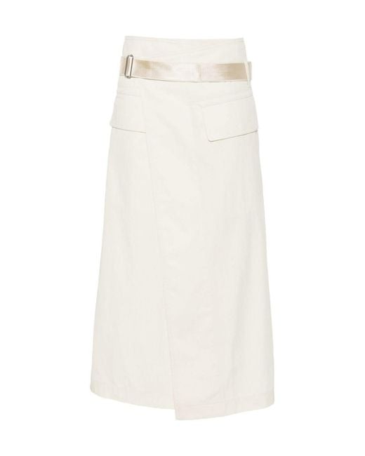 Helmut Lang White Front Slit Skirt