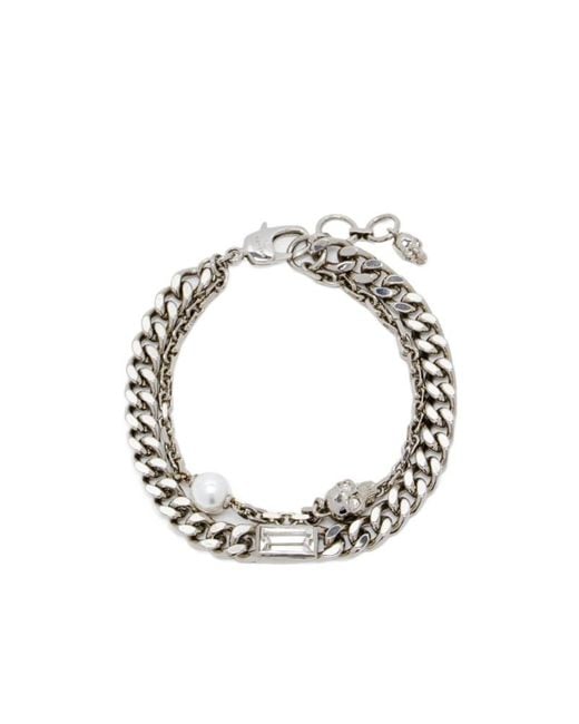 Alexander McQueen Metallic Skull Embellished Layered Chain Bracelet for men
