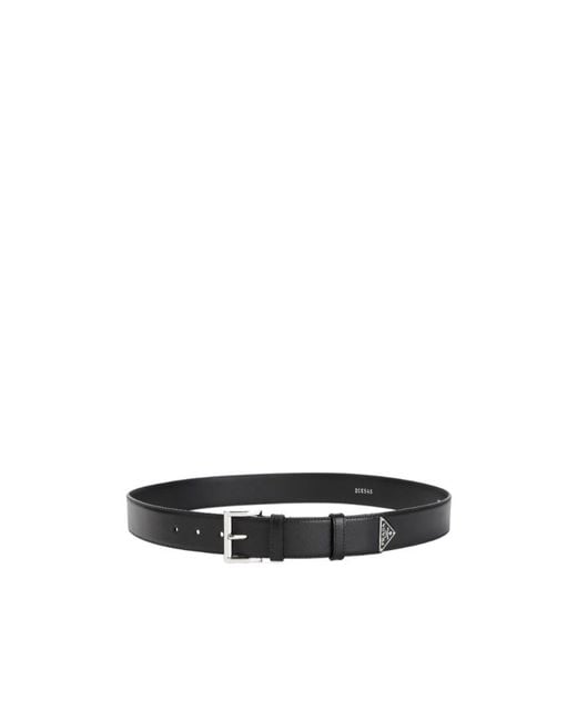 Prada White Enamel-Triangle-Logo Leather Belt for men