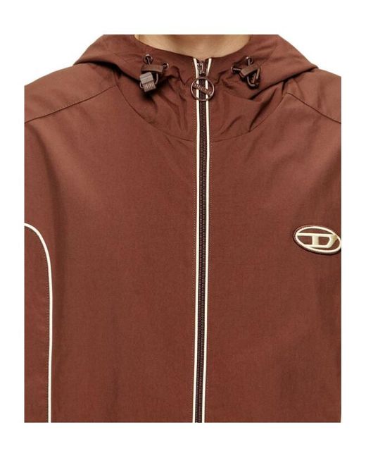 DIESEL Brown J-Hives Logo-Appliqué Hooded Jacket for men
