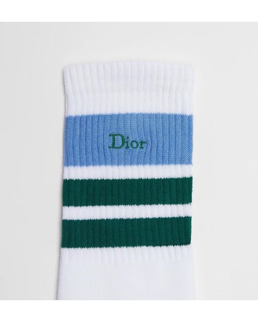 Dior Blue Homme Three-Tone Striped Socks for men