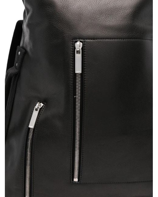 Rick Owens Black Cargo Zip-Fastening Leather Backpack for men