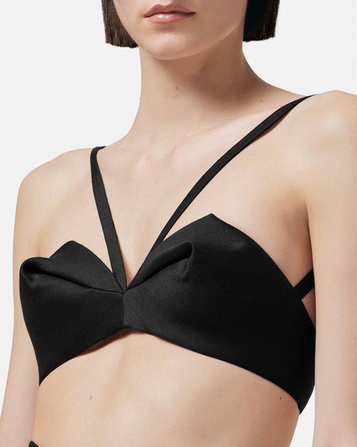 Versace Black Pleated Bustier Top