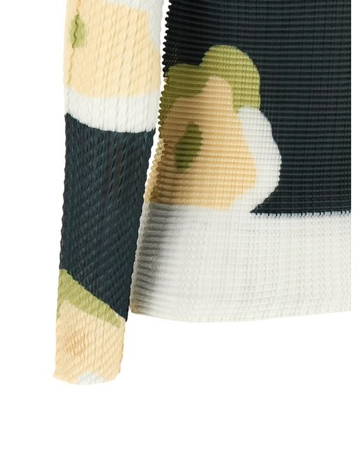 Issey Miyake Blue Verve Pleats Printed Top