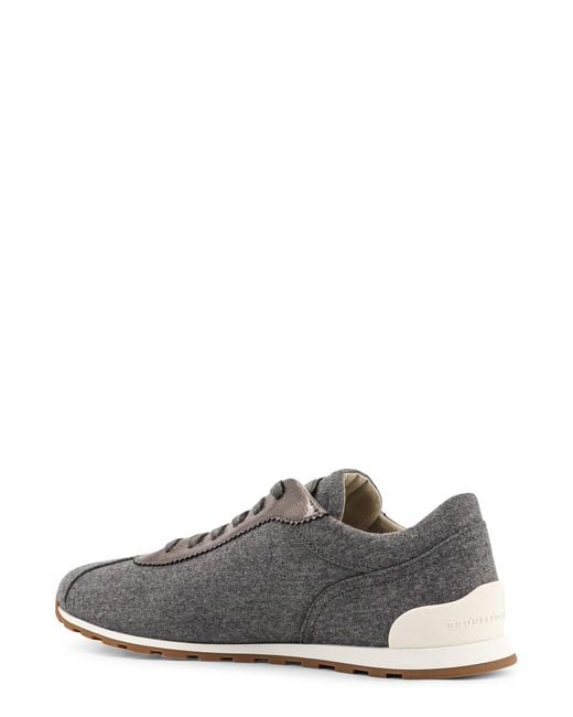 Brunello Cucinelli Gray Lace-Up Low-Top Sneakers
