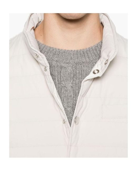 Brunello Cucinelli White Quilted Snap-Fit Fastening Vest for men