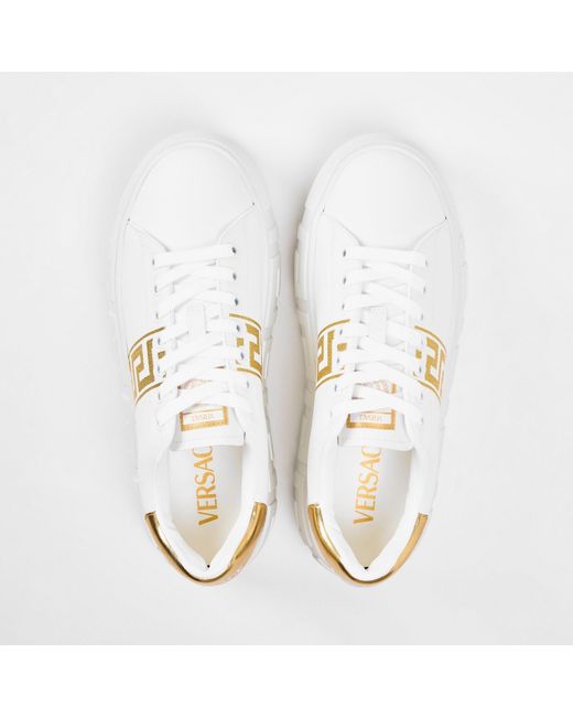 Versace White Solid Color Sneakers