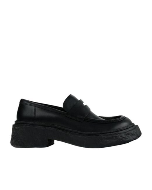 Camper Black Leather Loafers for men
