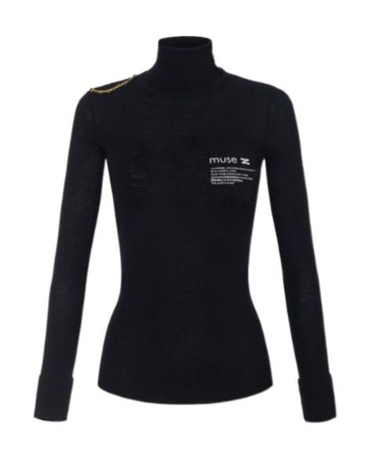 Elisabetta Franchi Black Turtleneck Knitted Top