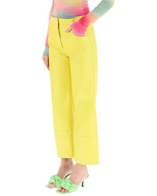 MSGM Yellow Wide-Leg Trousers