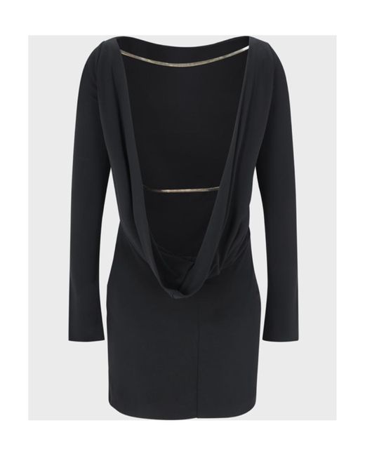 DSquared² Black Chain-Embellished Open-Back Mini Dress