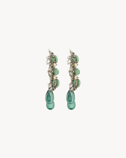 Saint Laurent White Convex Cross Earrings