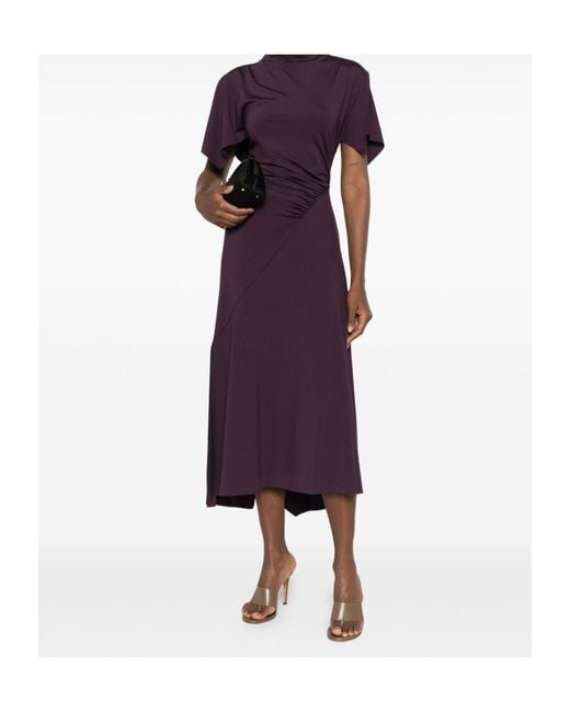 Victoria Beckham Purple Blousey Midi Dress