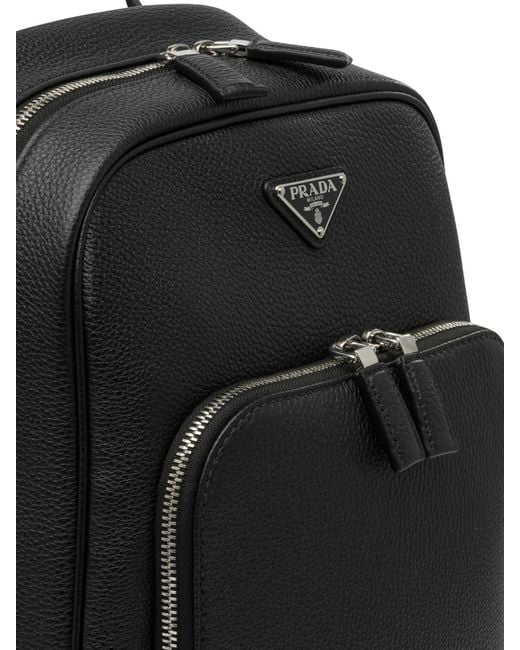 Prada Leather Backpack in Black for Men | Lyst UK