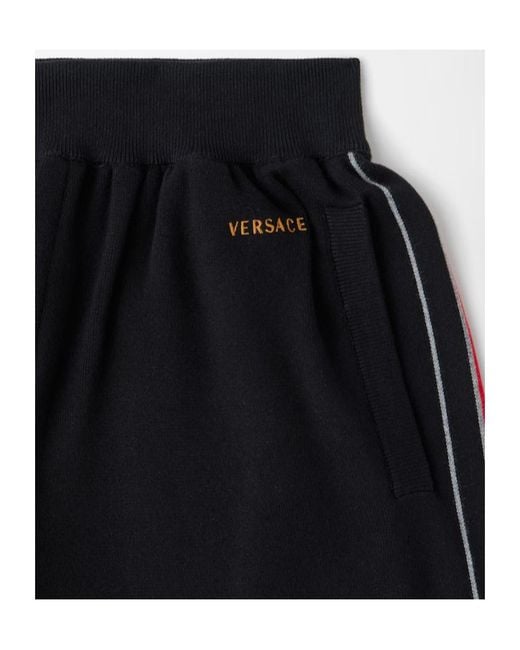 Versace Black Logo-Embroidered Side-Stripe Track Pants for men