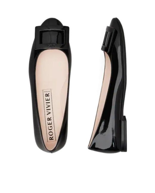 Roger Vivier Black Logo Embossed Flat Shoes