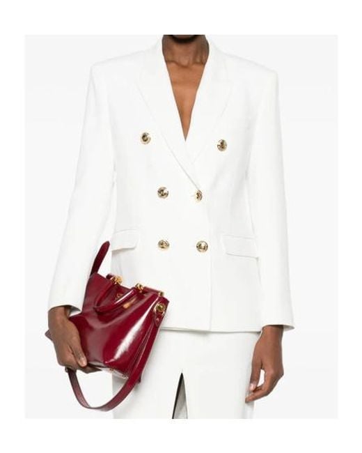 Elisabetta Franchi White Double-Breasted Blazer
