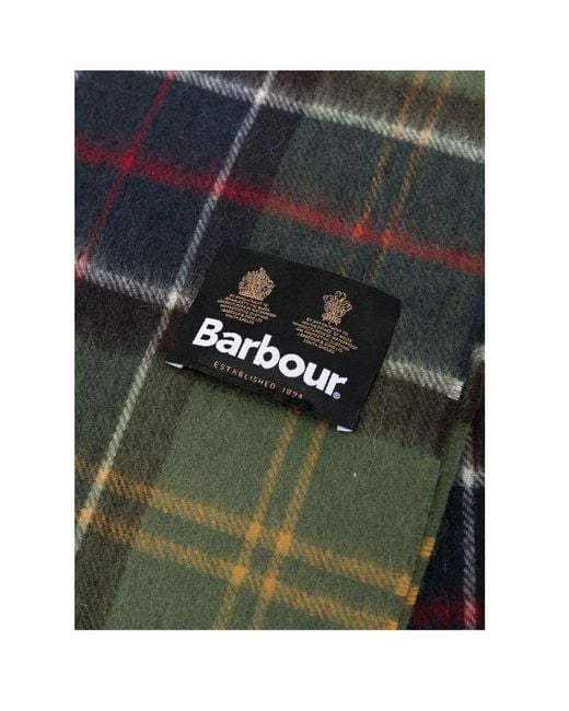 Barbour Green Logo-Patch Check Pattern Scarf for men