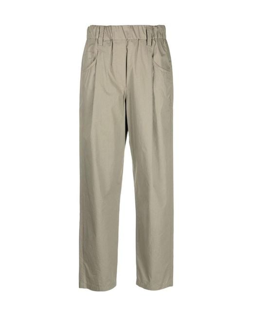 Brunello Cucinelli Gray Cropped Pleated Trousers