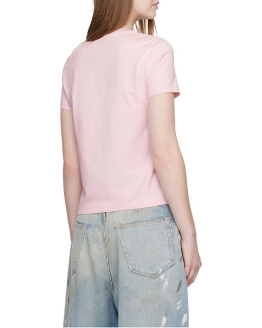 Casablanca Pink Logo Printed Crewneck T-Shirt