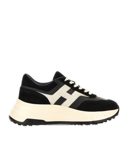 Hogan Black Hi-Fi Panelled Lace-Up Sneakers