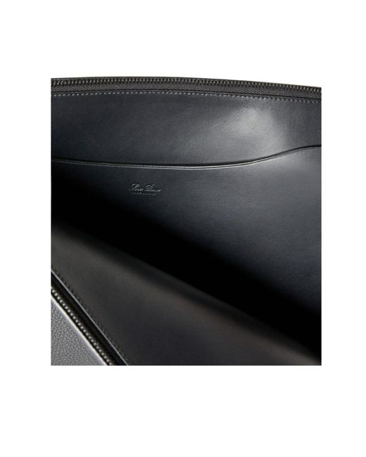 Loro Piana Black Zippered Briefcase for men