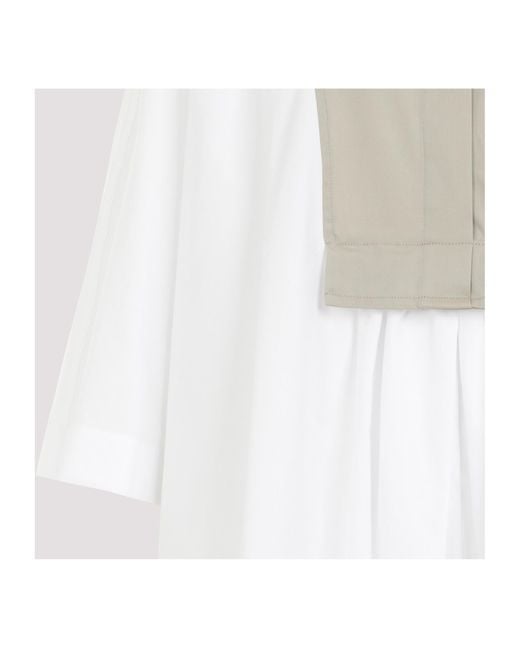 Max Mara White Collared Long-Sleeved Shirt Dress
