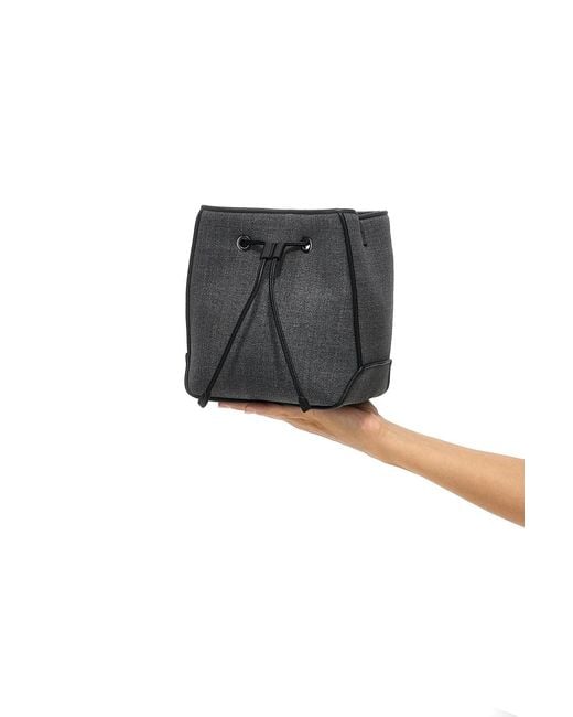 Brunello Cucinelli Gray Monile Drawstring Bucket Bag