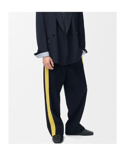 Loewe Blue Contrasting Color Stripe Casual Pants for men