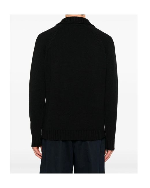 Zanone Black Polo-Neck Wool Sweater for men
