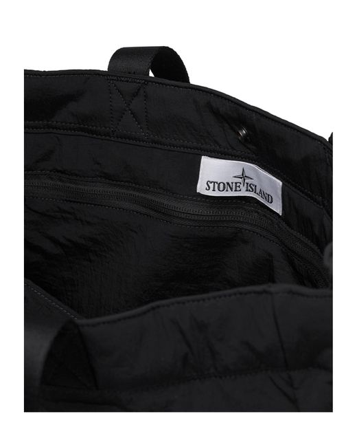 Stone Island Black Compass-Patch Tote Bag for men