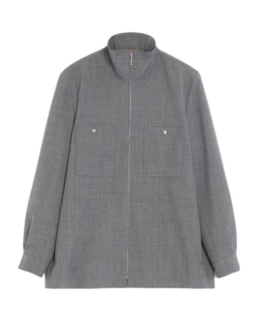 Valentino Gray Zip-Up High Neck Jacket for men