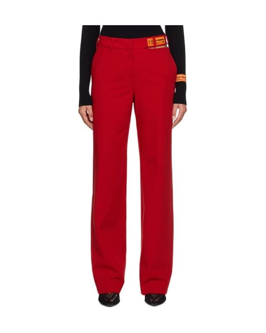 Heron Preston Red Cut-Out Wide Leg Trousers