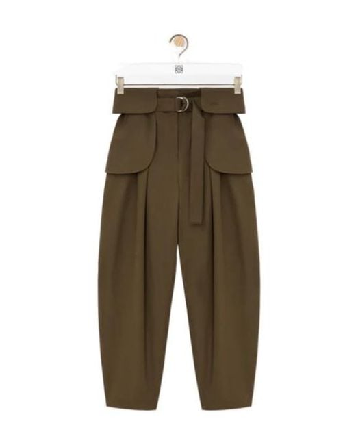 Loewe Green Belted Wide-Leg Pants