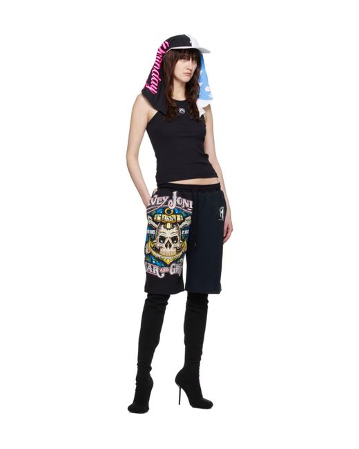 MARINE SERRE Black Plain Jersey Printed Shorts
