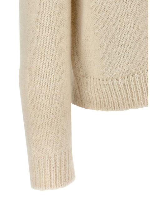 Jil Sander Natural Crewneck Ribbed Hem Jumper for men