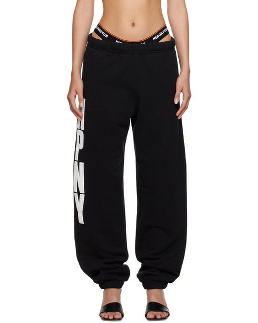 Heron Preston Black Logo-Printed Elasticated Waistband Pants for men