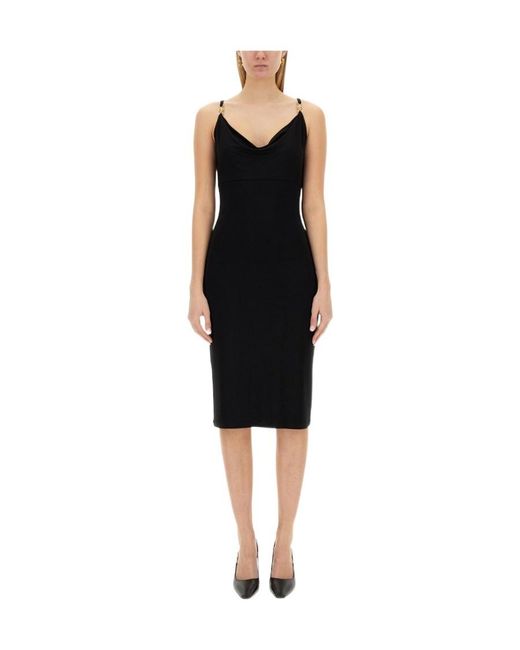 Versace Black Sleeveless Cowl-Neck Midi Dress