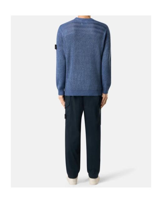 Stone Island Blue Loose Fit Crewneck Jumper for men