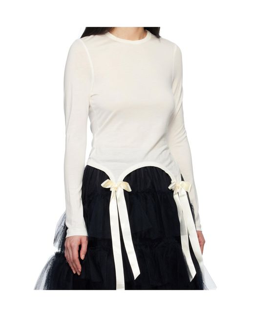Simone Rocha White Off- Bow Tail Easy T-Shirt