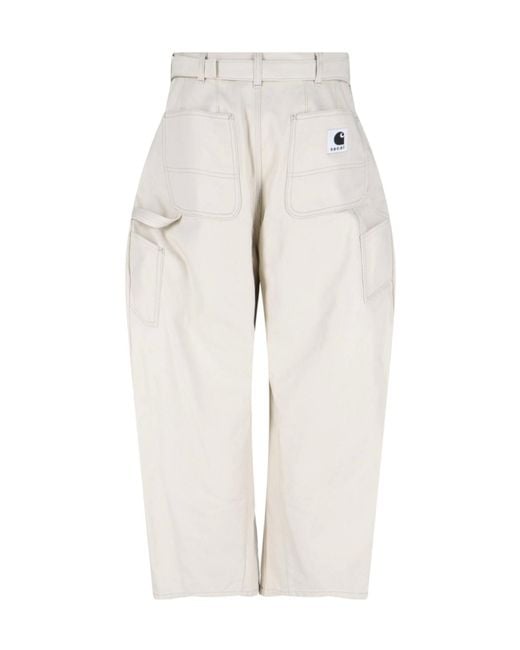Sacai White X Carhartt Wip Duck Pants for men